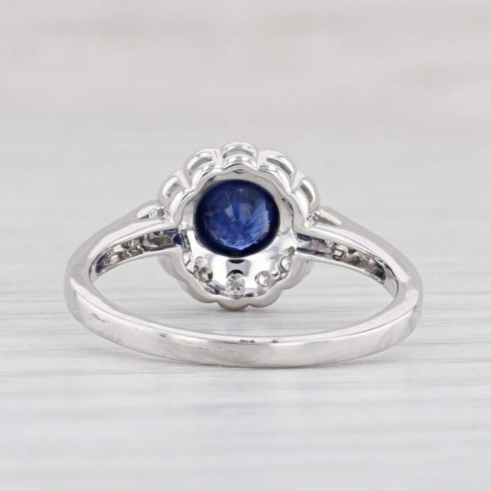 new beverley k 085ctw sapphire diamond halo ring 14k gold engagement size 725 6443