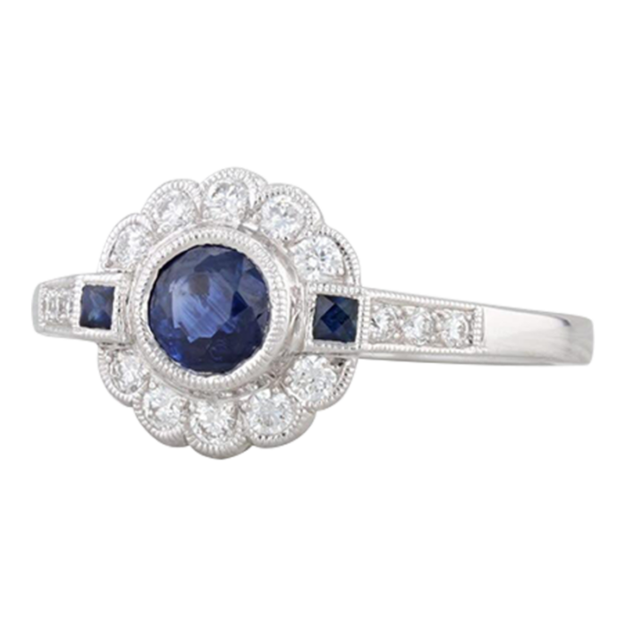 new beverley k 085ctw sapphire diamond halo ring 14k gold engagement size 725 7297