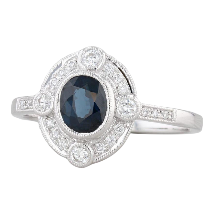 new beverley k 095ctw sapphire diamond halo ring 14k gold engagement size 725 2712