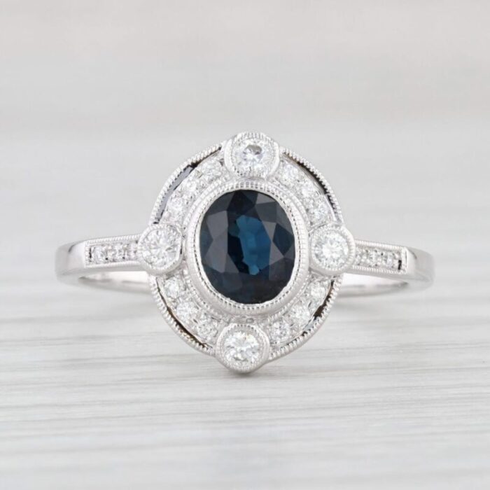 new beverley k 095ctw sapphire diamond halo ring 14k gold engagement size 725 3048