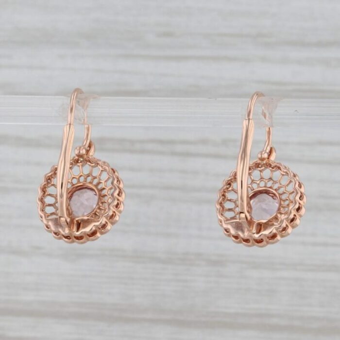 new beverley k 11ctw morganite diamond halo earrings 14k rose gold filigree 2 pieces 5630