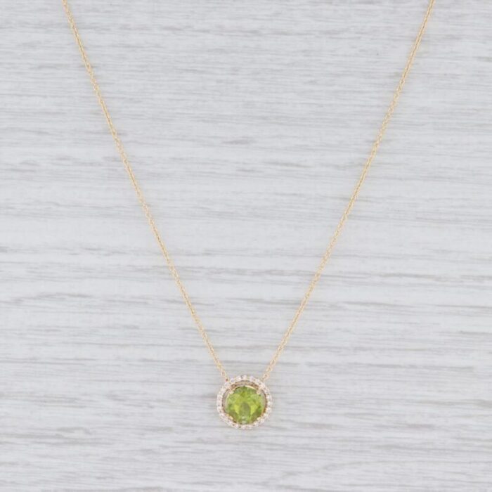 new beverley k 152ctw peridot diamond halo pendant necklace 14k 18k gold 16 1687