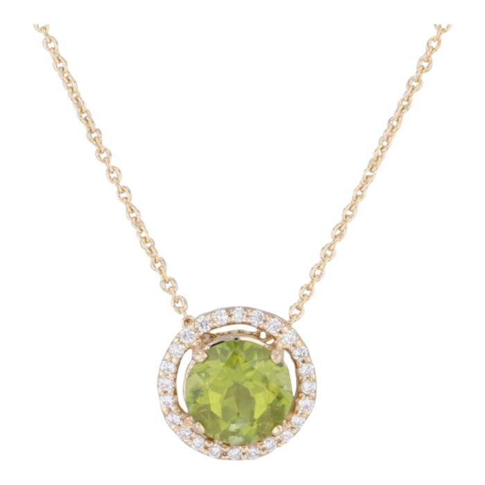 new beverley k 152ctw peridot diamond halo pendant necklace 14k 18k gold 16 2659