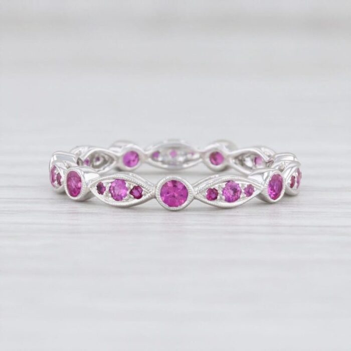 new beverley k 63ctw ruby eternity ring 14k white gold size 575 stackable band 3895