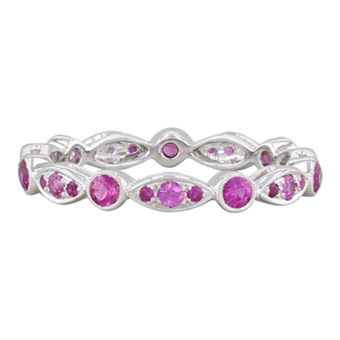 new beverley k 63ctw ruby eternity ring 14k white gold size 575 stackable band 4514