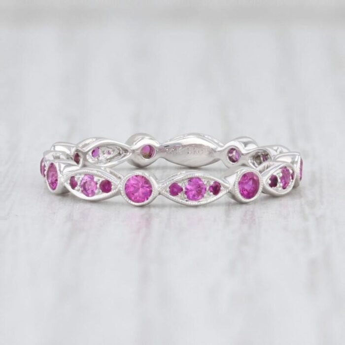 new beverley k 63ctw ruby eternity ring 14k white gold size 575 stackable band 6164