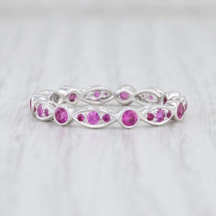 new beverley k 63ctw ruby eternity ring 14k white gold size 575 stackable band 7499