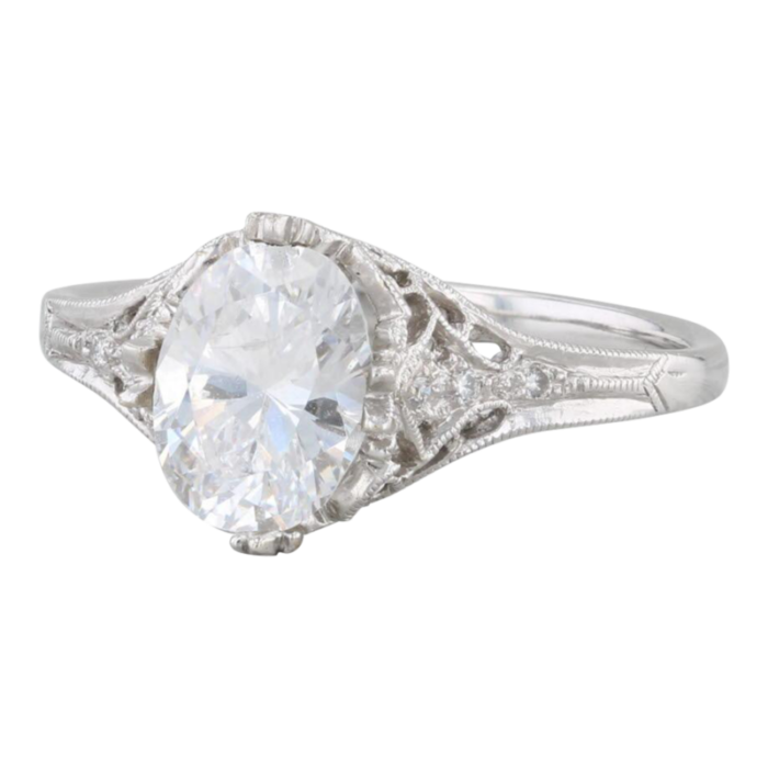 new beverley k oval semi mount diamond ring 14k white gold size 675 filigree 2128