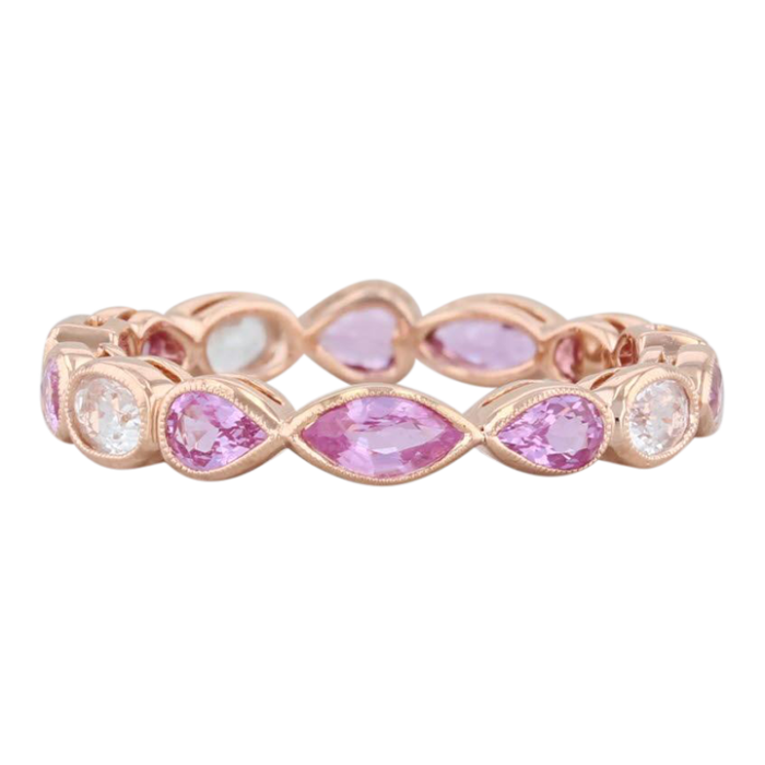 new beverley k pink white sapphire ring 14k rose gold size 65 stackable band 6098