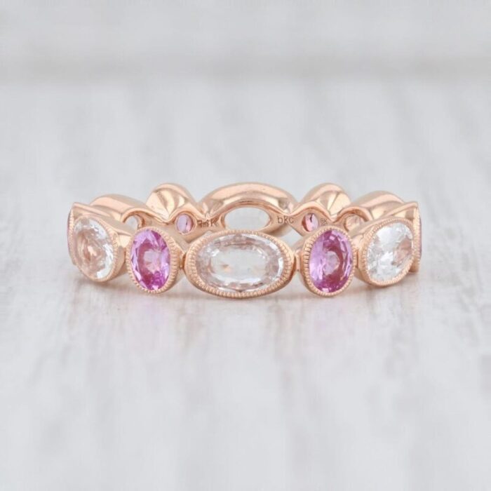 new beverley k pink white sapphire ring 14k rose gold stackable band size 65 5144