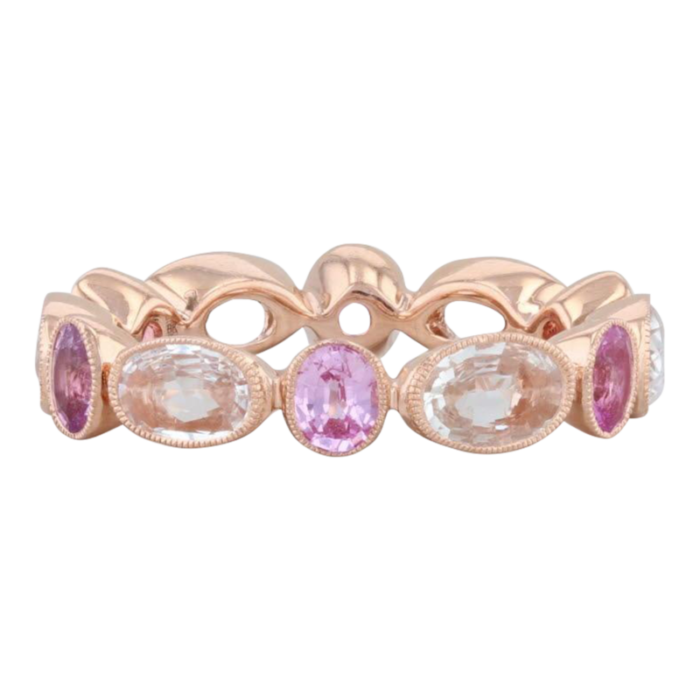 new beverley k pink white sapphire ring 14k rose gold stackable band size 65 7334