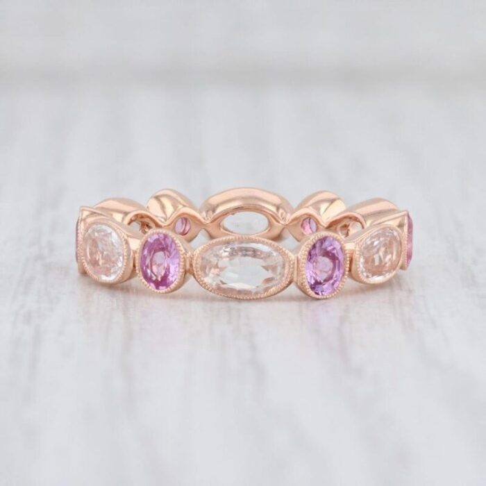 new beverley k pink white sapphire ring 14k rose gold stackable band size 65 9946