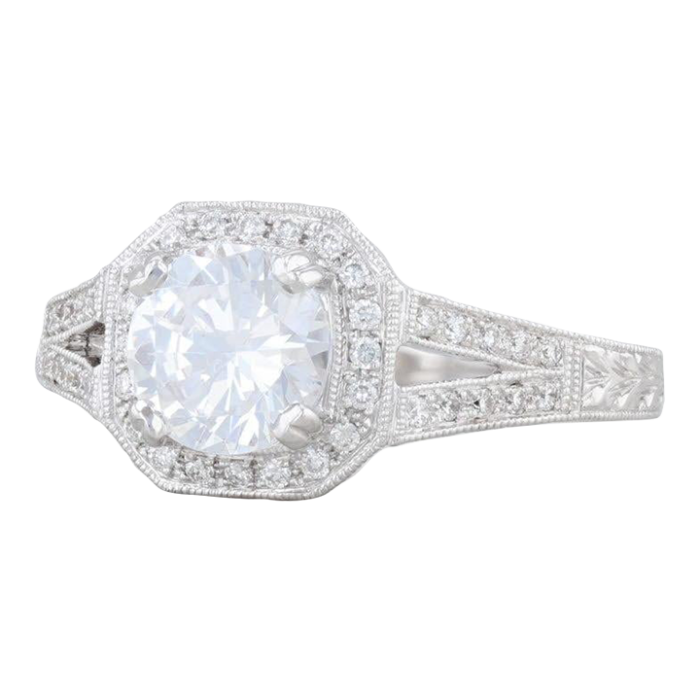 new beverley k semi mount diamond halo engagement ring 18k gold size 65 round 8863