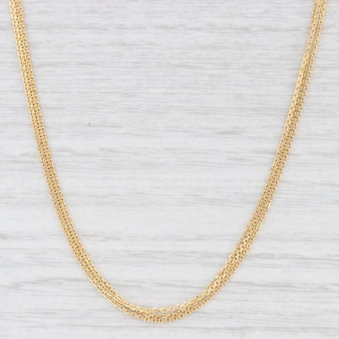 new diamond cut cable chain 3 strand necklace 14k yellow gold adjustable 1394