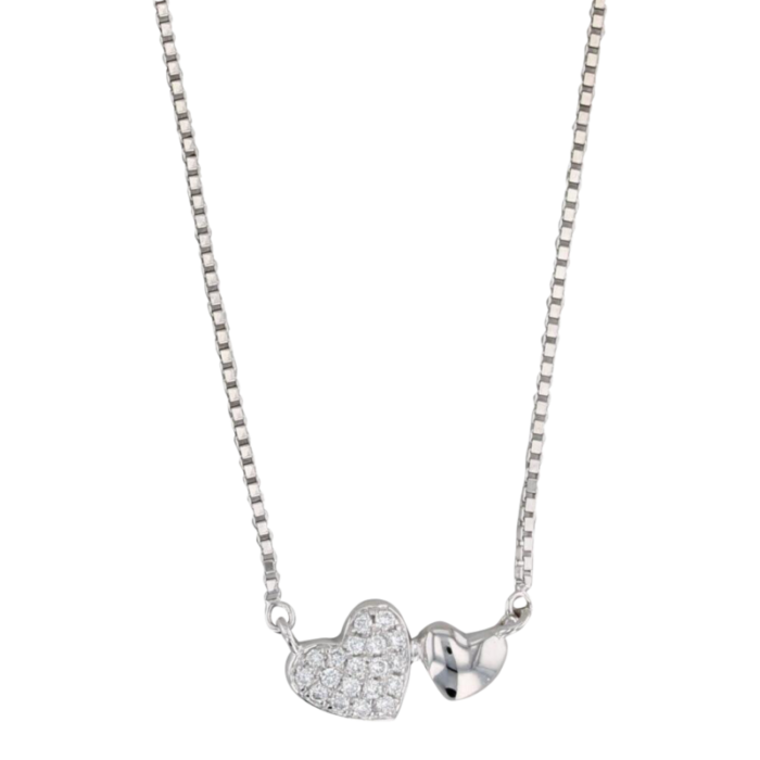 new diamond hearts pendant necklace 14k white gold box chain 17 18 7455