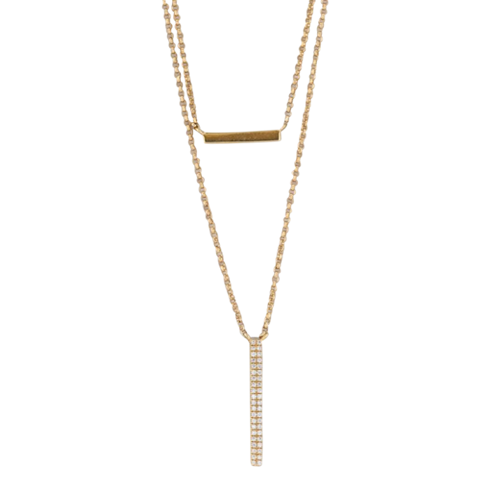 new diamond journey 2 chain layer necklace 18k yellow gold cable chain 9357