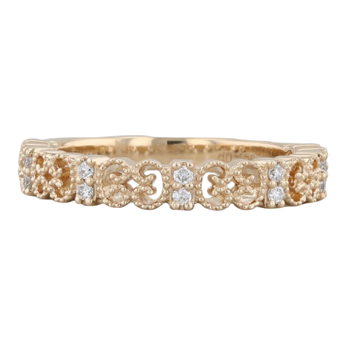 new diamond stackable ring 14k yellow gold wedding band womens stacking sz 625 1034