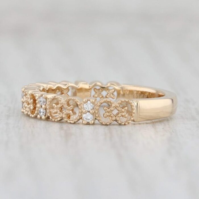 new diamond stackable ring 14k yellow gold wedding band womens stacking sz 625 4937