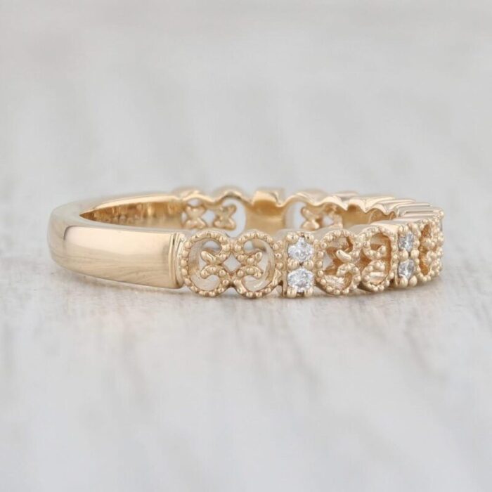 new diamond stackable ring 14k yellow gold wedding band womens stacking sz 625 5720