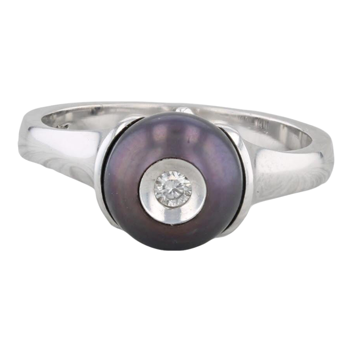 new galatea cultured black pearl diamond ring 14k white gold size 625 9922