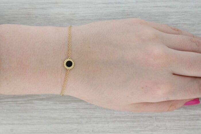 new lagos caviar onyx covet bracelet 18k yellow gold 725 cable chain 6042