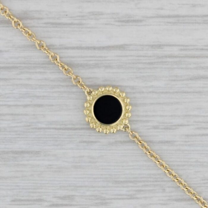 new lagos caviar onyx covet bracelet 18k yellow gold 725 cable chain 8951