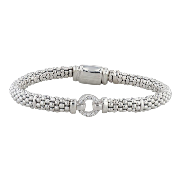 new lagos enso diamond circle caviar bracelet sterling silver medium 6mm pouch 9777