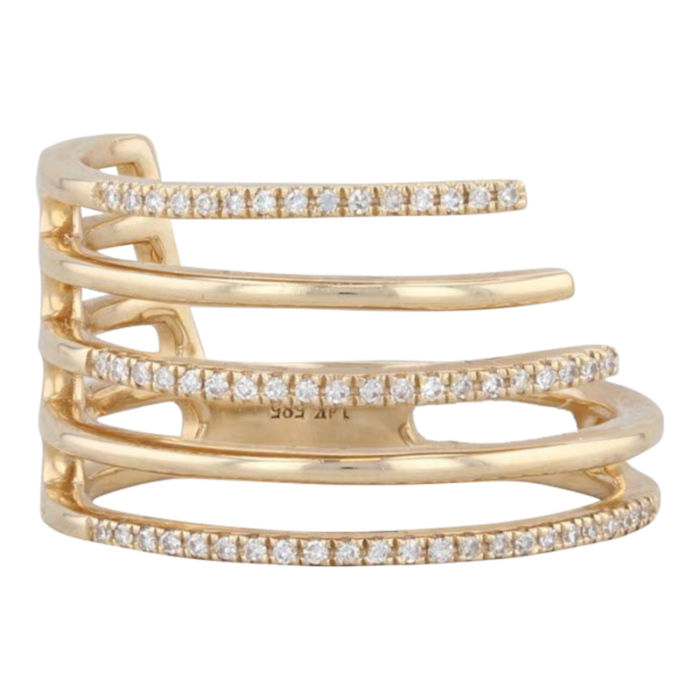 new layered diamond statement ring 14k yellow gold size 65 stacking 6615