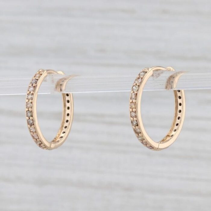 new nina nguyen 064ctw diamond hoop earrings 14k yellow gold hinged snap top 2 pieces 7805