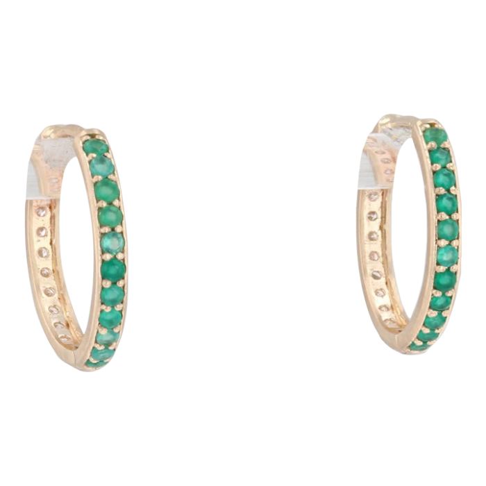 new nina nguyen 64ctw diamond chalcedony hoop earrings 14k gold hinged snap top 2 pieces 7281