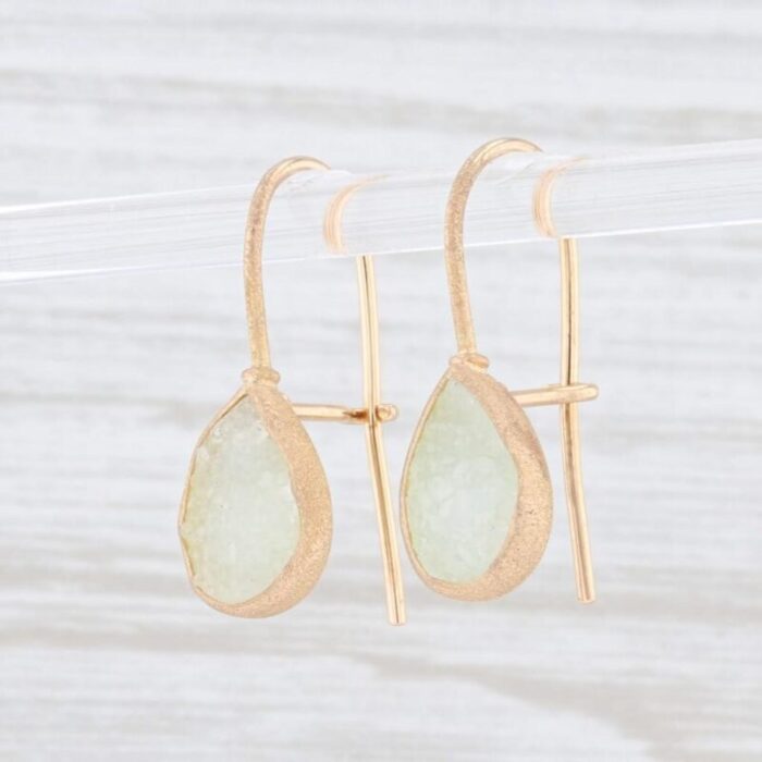 new nina nguyen aquamarine druzy quartz drop earrings 18k gold hook posts 2 pieces 5738