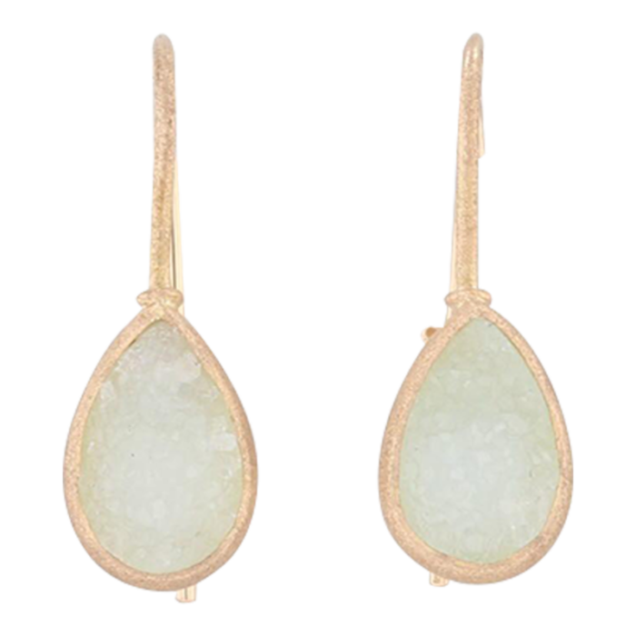 new nina nguyen aquamarine druzy quartz drop earrings 18k gold hook posts 2 pieces 6684