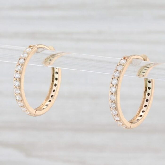 new nina nguyen black white 50ctw diamond hoop earrings 14k gold hinged snap 2 pieces 0003