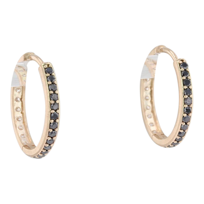 new nina nguyen black white 50ctw diamond hoop earrings 14k gold hinged snap 2 pieces 5205