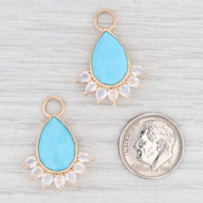 new nina nguyen earring enhancer charms imitation turquoise moonstone 18k gold 2 pieces 5498