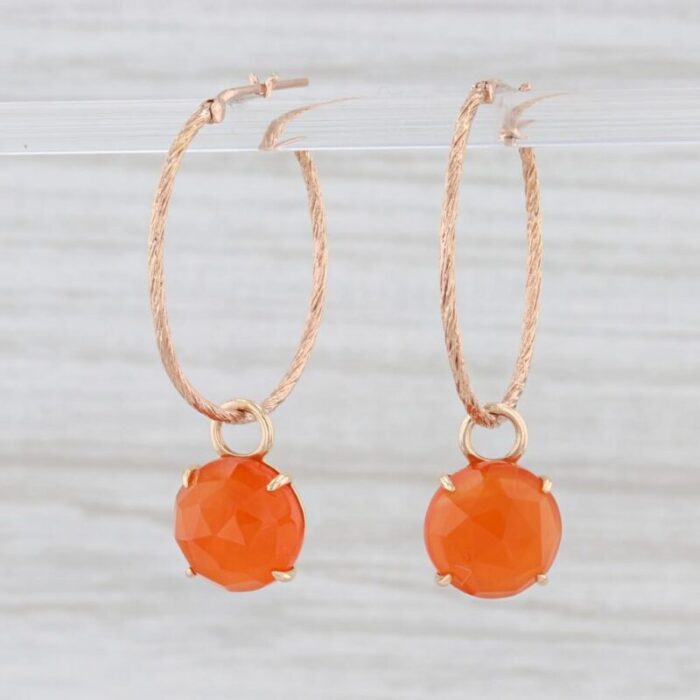 new nina nguyen hoop earrings 18k yellow gold carnelian charms round hoops 2 pieces 3271