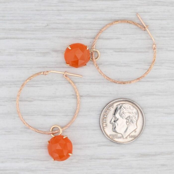 new nina nguyen hoop earrings 18k yellow gold carnelian charms round hoops 2 pieces 8111