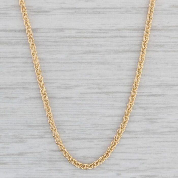 new round wheat chain necklace 14k yellow gold 16 15mm 1080