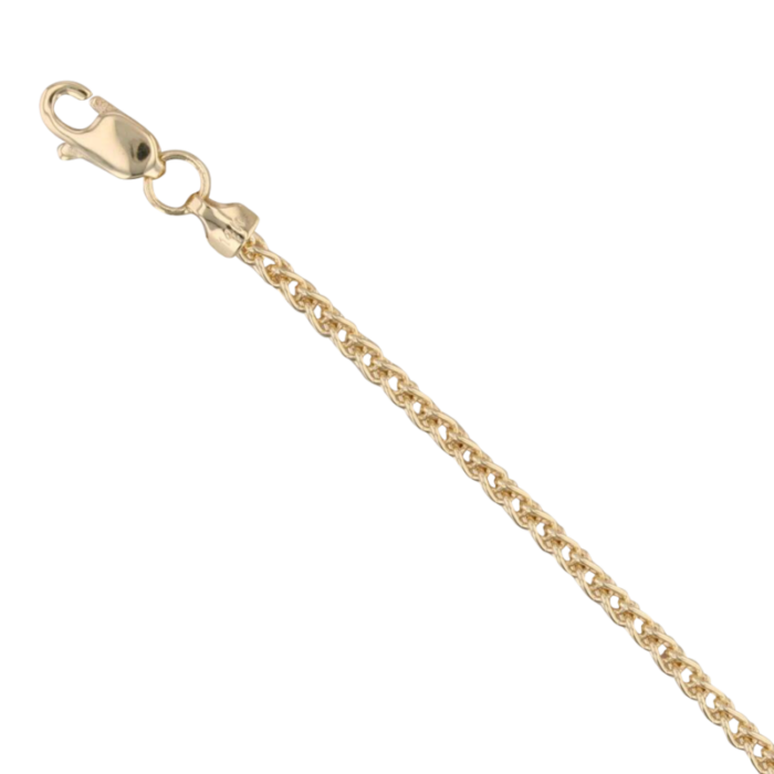 new round wheat chain necklace 14k yellow gold 16 15mm 4471