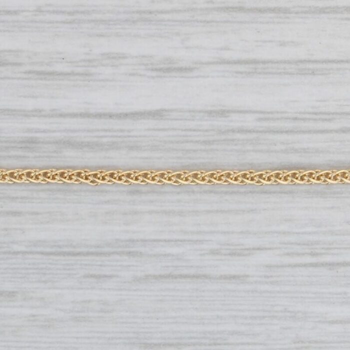 new round wheat chain necklace 14k yellow gold 16 15mm 9004