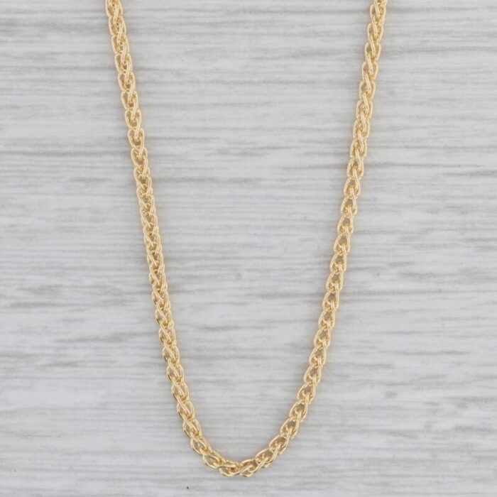 new round wheat chain necklace 14k yellow gold 16 15mm 9679