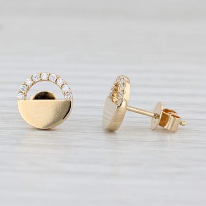 new small 012ctw diamond circle stud earrings 14k yellow gold 2 pieces 4834