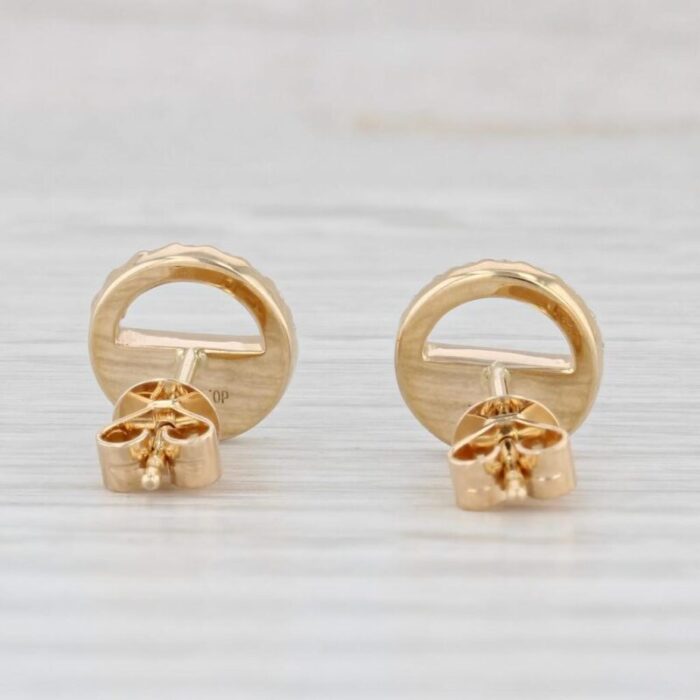 new small 012ctw diamond circle stud earrings 14k yellow gold 2 pieces 6417