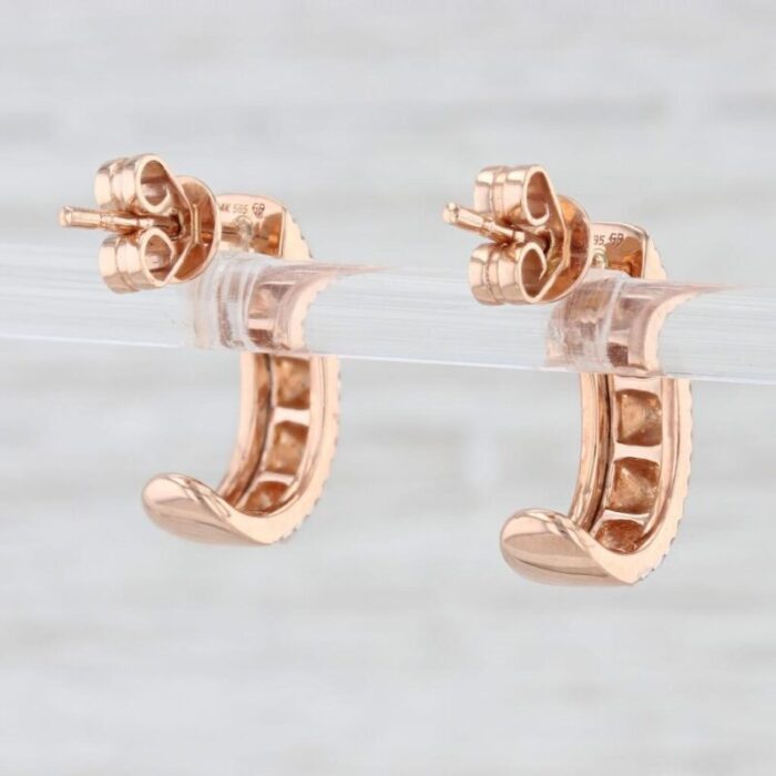 new spiked 012ctw diamond halo earrings 14k rose gold j hook drop pierced 2 pieces 2243