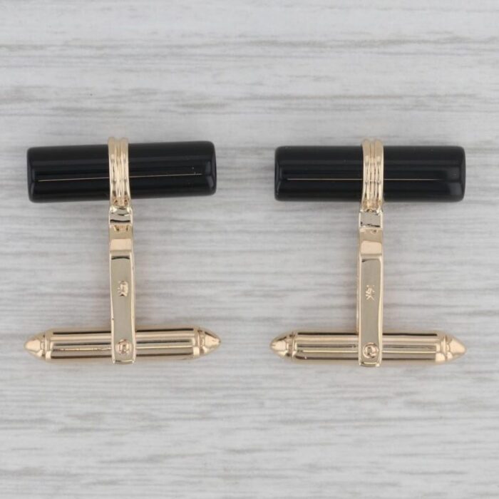 onyx cufflinks 14k yellow gold folding bar backs dolan bullock 2 pieces 7312