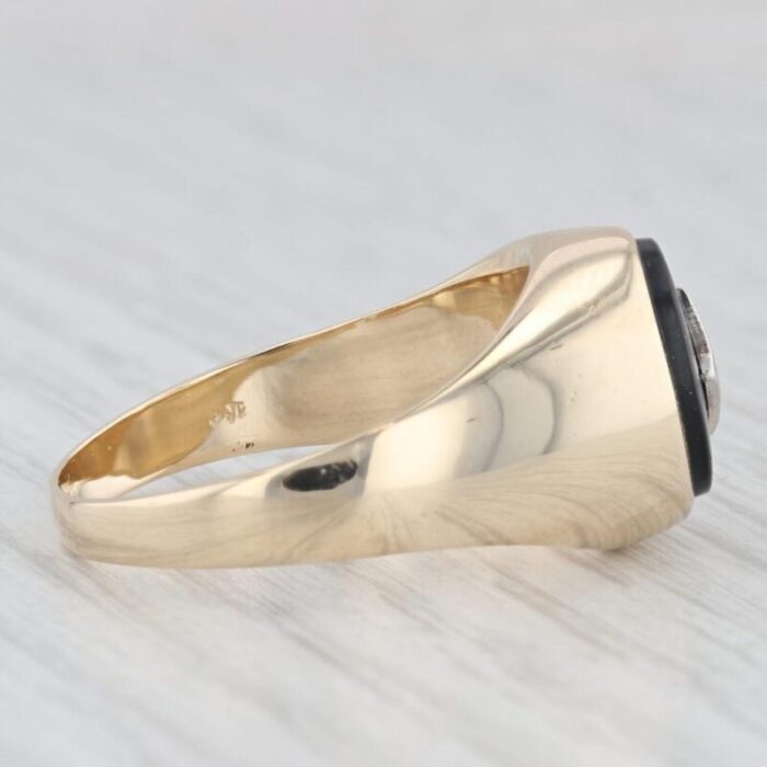 onyx diamond mens signet ring 10k yellow gold size 12 vintage 5787