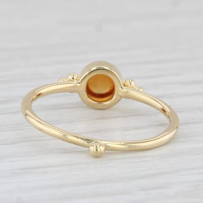 orange citrine solitaire ring 18k yellow gold size 8 round cabochon 6979