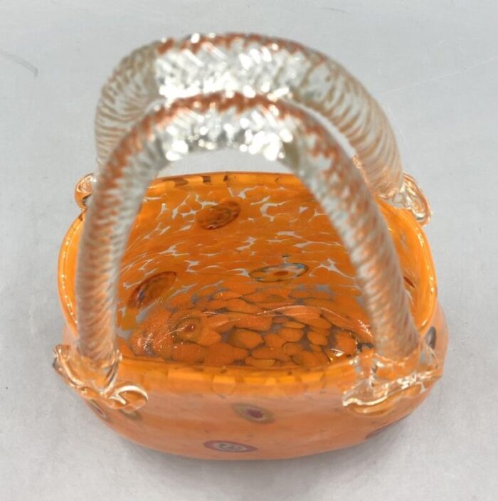 orange murano glass vase handbag from millefiori 1960s 0953