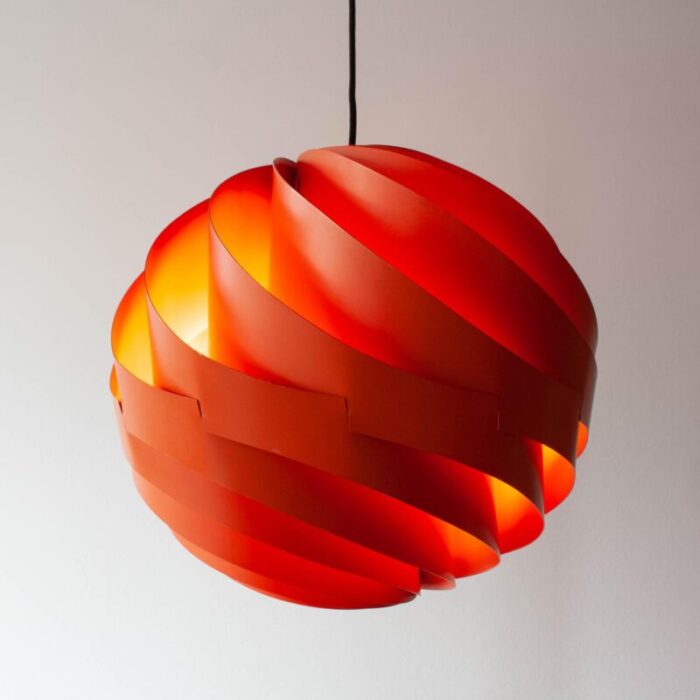 orange turbo pendant lamp attributed to louis weisdorf for lyfa denmark 1967 0241