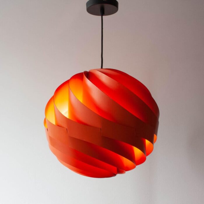 orange turbo pendant lamp attributed to louis weisdorf for lyfa denmark 1967 4384